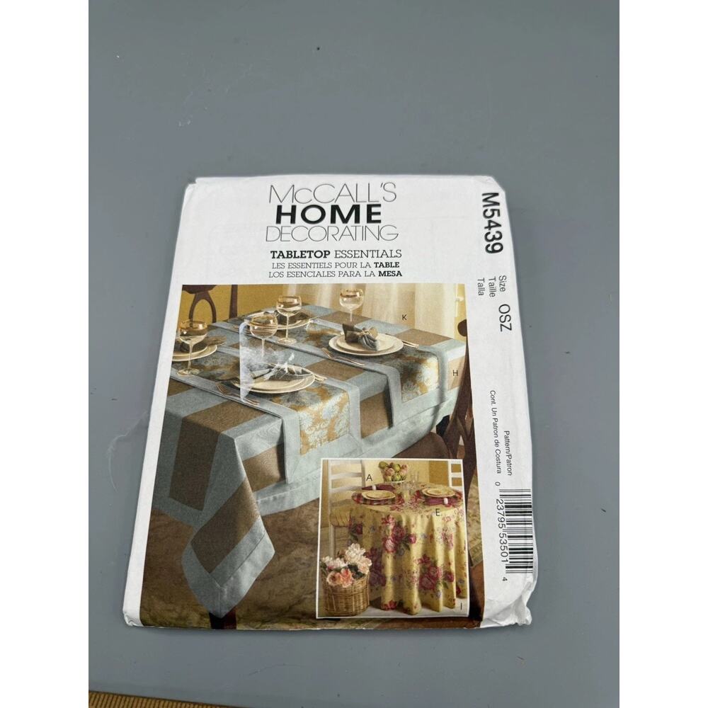 McCall’s Home Decorating M5439 Tabletop Essentials Pattern OSZ UNCUT